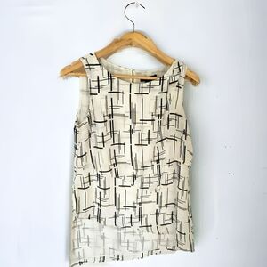 White House Black Layerd Tank Blouse Black White Key Hole XS